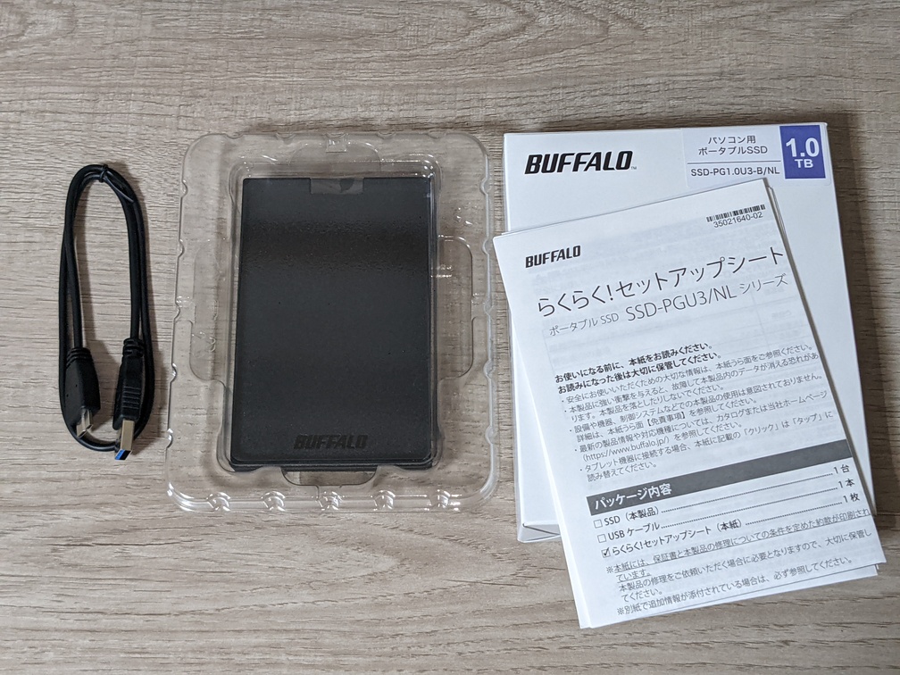 ジャンク品 BUFFALO USB3.1Gen1 ポータブルSSD 1.9TB